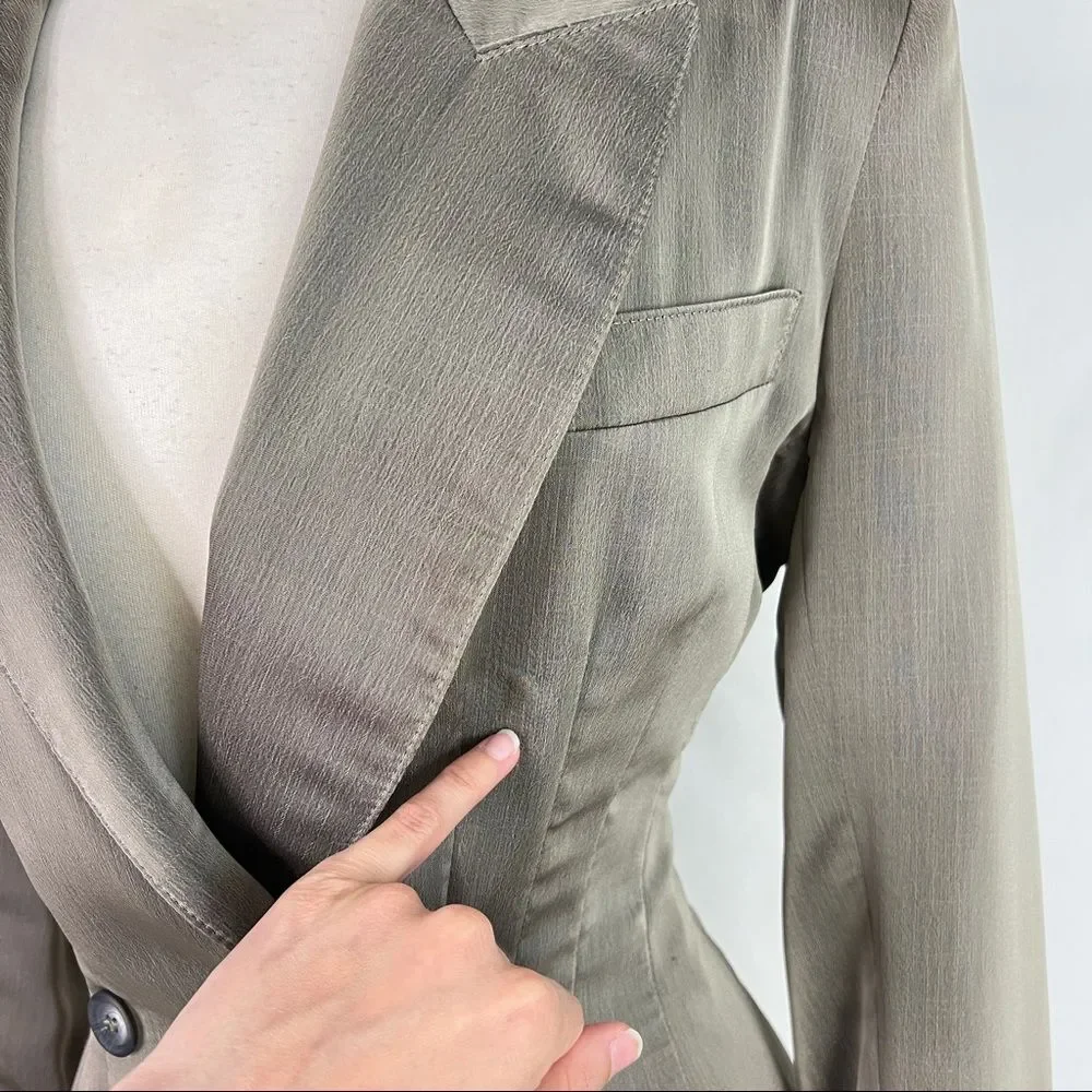 Ivan Grundahl Linea S Sheen Taupe Grey Double Breated Tailored Suit Blazer Large